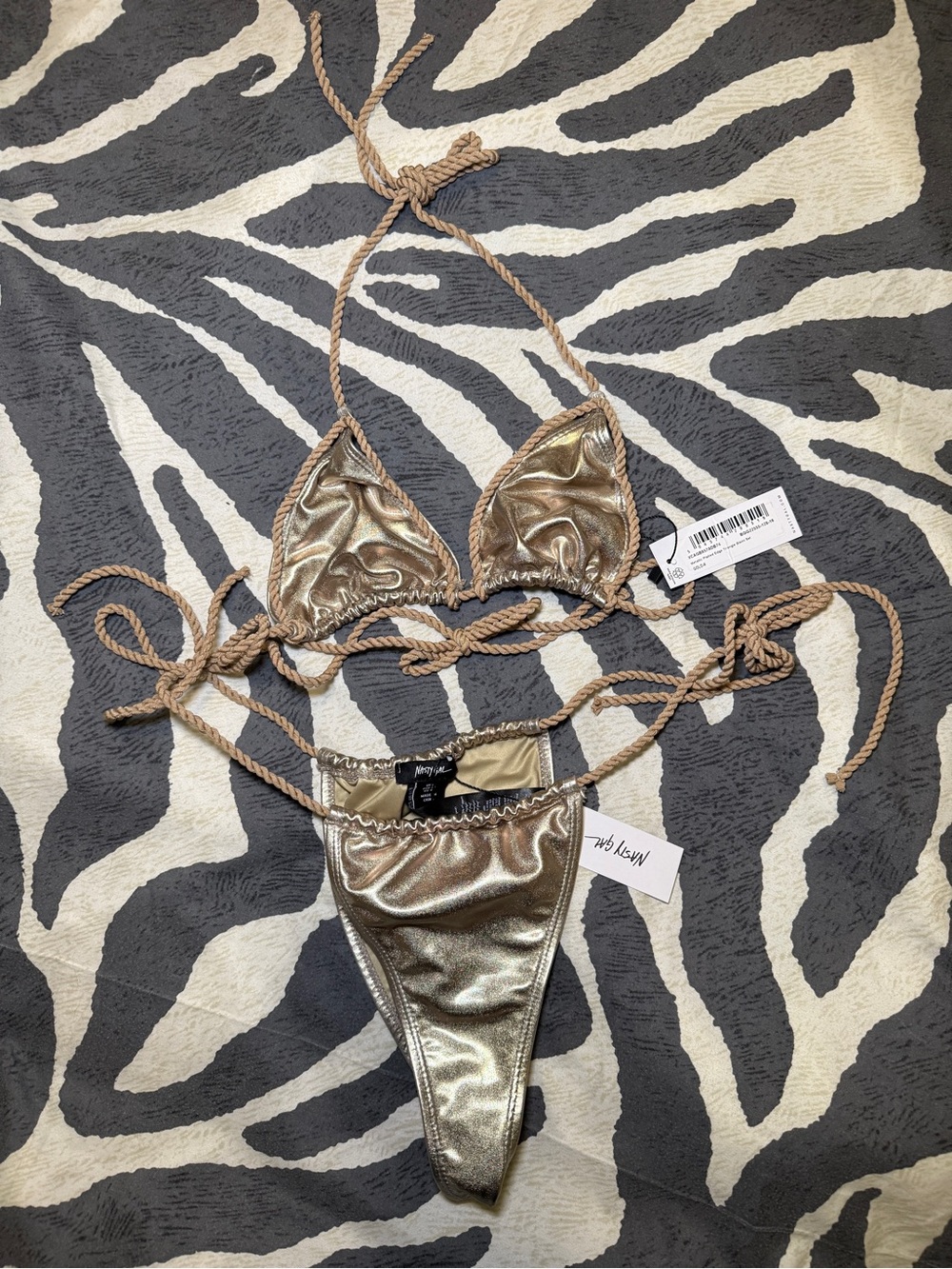 MASTY GAL NET Metallic Gold Rope-String Bikini - Picture 3 of 3